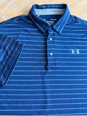 Under Armour Navy Blue Striped Performance Polo